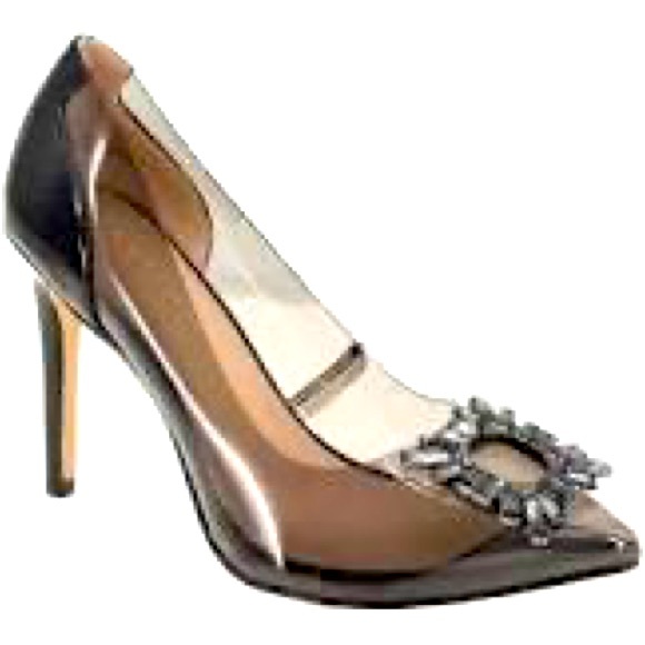 BCBG GENERATION WOMENS SIZE 8 CLEAR/SILVER HIGH HEEL ๐  SHOES. - Picture 1 of 2